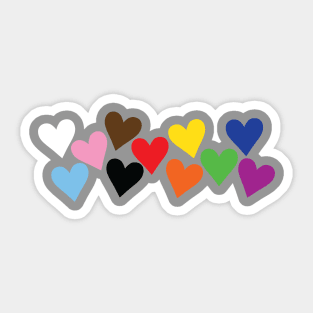 Hearts Progress Pride Sticker